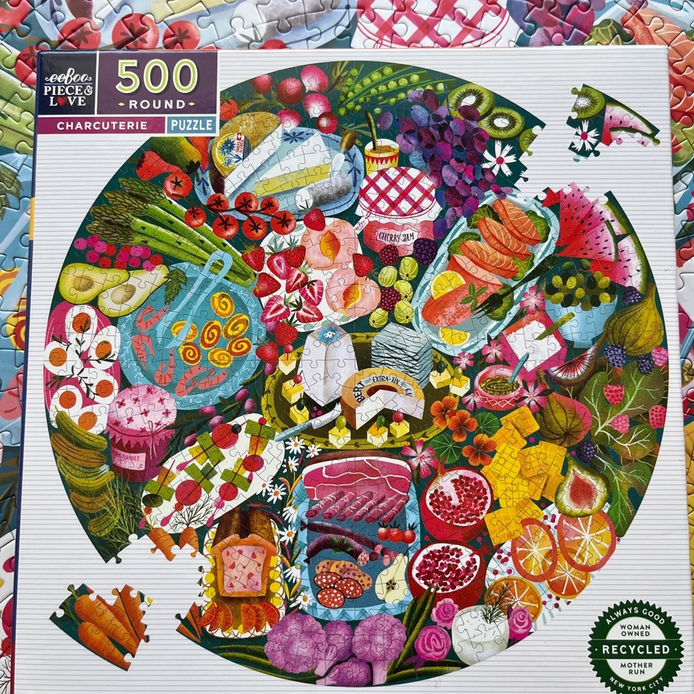 EeBoo 500-Piece Round Charcuterie Puzzle - Colorful Multicolor